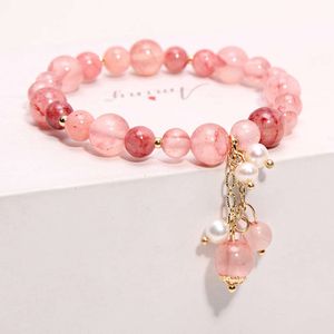 Instagram w stylu Koreański Strawberry Stone Crystal Single Pętla Kobietowa biżuteria Bransoletowa Pearl Pearl Bransolet