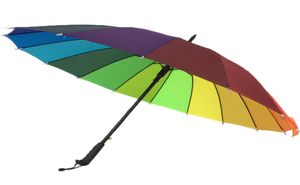 Creative Long Handle Colorful Rainbow Paraply Dålig halvautomatisk regntät vindtät paraplyer Kvinnor Stort paraply DH09927990958
