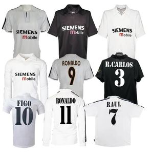 2001 2002 2003 2004 Maglie da calcio Centenarie Zidane Figo Hierro Ronaldo Raul Real Madrids a casa Classic Shirt da calcio vintage retrò retrò