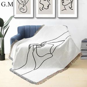 Blankets 125x150cm Modern Simple White Black Wover Throw Blanket For Sofa Ins Wall Tapestry Autumn Outdoor Camping Picnic Mats