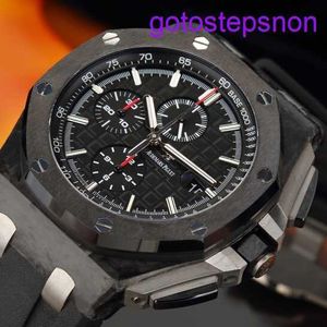 High -End Pull Welt Watch Royal Oak Offshore Série Offshore Mecânica Automática Macho Forjou Carbono de 44 mm Time Exibir fita de cerâmica Fita à prova d'água Night Light 26400