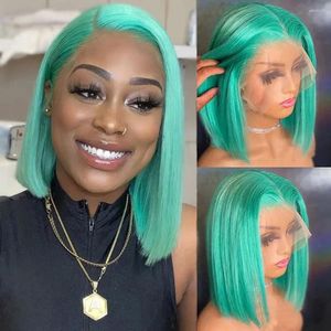 Wigs corto verde menta in preda a menta per donne brasiliane Vergine Human Hair Wig 13x4 Pixie Cut HD Transparent Lace Frontal Frontal