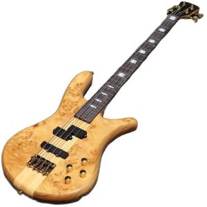 Guitar Neck Through Active Bass Guitar Tree Burl Top 5 String Natural Color Electric Bass Guitar