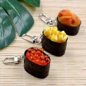 Keychains Lanyards New Simulation Food Key Chains Sushi New Keychain Japanese Cuisine Dinner Breakfast Model Food Mini Bag Pendant Gift for Kids