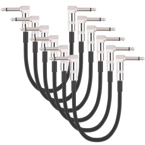 Cables 6PCS Guitar Patch Cables Right Angle 15/30CM 1/4 Instrument Cables for Guitar Effect Pedals