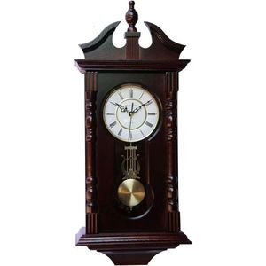 Vintage Grandfather Wooden Wall Clock with Bell and Westminster Melody Chime - Traditional Clockwork Design for Home or Gift