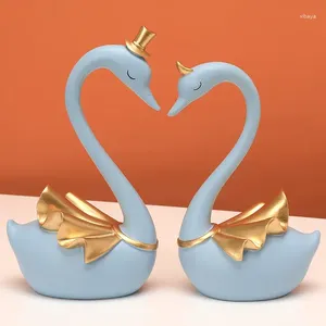 Decorative Figurines European Couple Swan Resin Ornaments Wedding Gifts Home Livingroom Desktop Furnishing Crafts Store Bookcase Sculpture