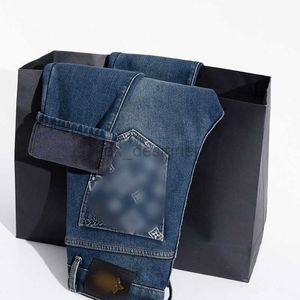 Men's Jeans designer Winter Cotton denim pants new product men's jeans straight leg casual plush thickened blue jeans