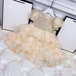 Girl's Casual girl's dress bubble sleeve foreign style catwalk puffy flower children's cake skirt fairy princess