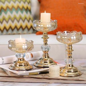 Titulares de velas Decoração de cristal de vidro Decoração nórdica Casa romântica Dinner da luz de velas Propções de estilo europeu