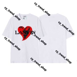 Lanvine Shirt Men Designer koszula lanvins szorty mody damski beżowy plamek alfabet druk Trend trend swobodny luźne półszkole Lanvis koszula Lavines 329