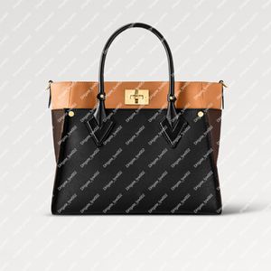 Explosion Hot Women's On My Side MM M53823 Black Twist Calfskin Stängningssystem Lås dubbla smarttelefoner Flatfickor Tygväska Elegant Combination Roomy Interior Luxury