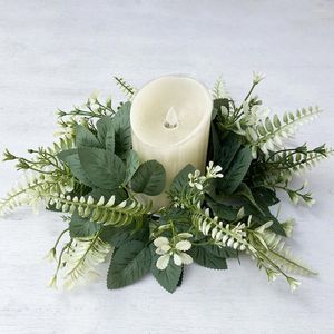 Decorative Flowers 25CM Wedding Candle Rings Artificial Greenery Wreath For Pillars Farmhouse Table Party Home Decor Wholesale