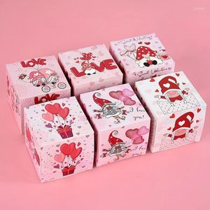 Opakowanie na prezenty 6PCS/Set Walentynki Candy Pudełko Różowa czerwona kreskówka gnome love heart czekoladowe opakowanie ślubne