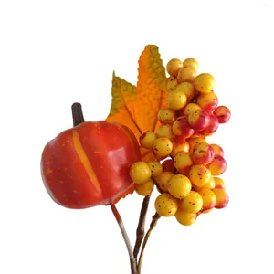 Decorative Flowers Simulated Pumpkin Ornaments/ Artificial Berries Picks For Fall Harvest/ Wreath Decor/ Table Centerpiece