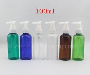 100ml x 50 boş şeffaf kahverengi beyaz mavi zümrüt yeşil plastik kozmetik losyon krem ​​pompa şişe seyahat kabı dispenser2101533