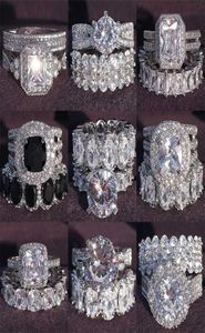 Luxury Real 925 Sterling Silver Oval Princess Cut Ring Set per le donne Gioielli di fidanzamento Zirconia R4975 2112049519912