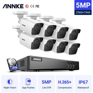 システムANNK H.265+ 5MP Lite Ultra HD 8CH DVR CCTVセキュリティシステム8PCS屋外5MP Exirナイトビジョンカメラビデオサーベイランスキット