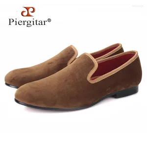 Casual Shoes Piergitar Arrival Handmade Men Style Velvet Flats Party And Banquet Dress Loafers Fashion Smoking Slippers