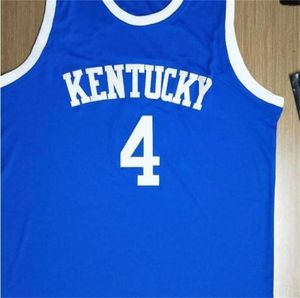 Nikivip Vintage Erkekler 4 Kentucky Wildcats Kyle Macy Blue College Forma Boyutu S4XL veya özel herhangi bir isim veya numara Jersey7991054