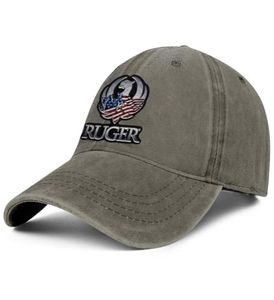 Stylowy Ruger American Flag Metal Logo Black Unisex Denim Baseball Cap Cool Classic Hats 357 Magnum Gun America 1949 Deer Skull AR2933657