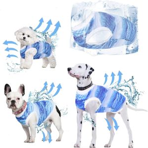 Chłodzące koszule psów oddychające kamizelka psów dla średnich psów lodowe chłodzenie lodu T-shirt Summer Pet Beach Wear koszulę niebieską kamizelkę pet