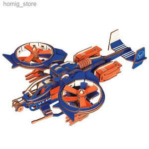 Puzzle 3d RDA Gunship 3D in legno puzzle Aereo Simulazione Simulazione Modello di simulazione fai -da -te giocattoli educativi per bambini regalo Y240415