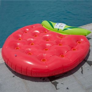 Kuddar uppblåsbar jordgubbe pool float float luft madrass flottan vatten party säng matta barn barn simning matta float