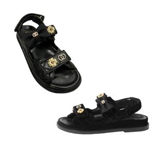 Peep Toe Metal buckle logo women shoes with box Designer Slingback Adjustable Strap women Slides Lightweight Ade Flat Casual Sandles