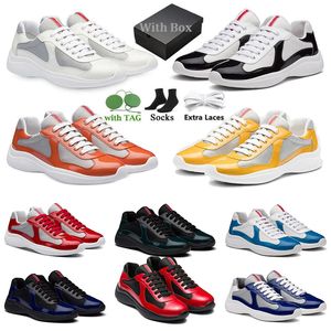 Hochqualität mit Box Americas Cup XL Casual Schuhe Patent Leder Grüne Schwarze Trainer Herren Designer Schuhe Sneakers America Cup für Männer gelbe Schnürung Weiß Sneaker