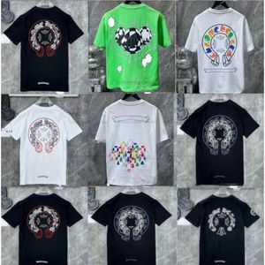 Klassiker herrar t shirts hjärta hög kvalitet märke crewneck chromees korta ärmar toppar tees ch t-shirtssweater casual hästsko sanskrit 787