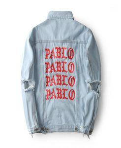 MEN039S Ceketler Batı Pablo Denim Erkek Hip Hop Tur Marka Giyim Sokak Giyim Kot Ceketler15288290