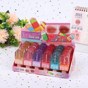 24pcs 6 colori paillettes lucenti set di olio di labbro lucido set di gelato colore che cambia ipolatura a labbro liota kawaii labbra trucco all'ingrosso 240408