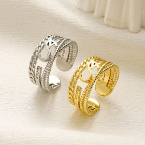 20Style Ring for Woman Luxury Designer Ring Dubbel bokstav Justerbara ringar 18K Guldpläterad ring bröllopspresent ihålig ring högkvalitativ designer smycken