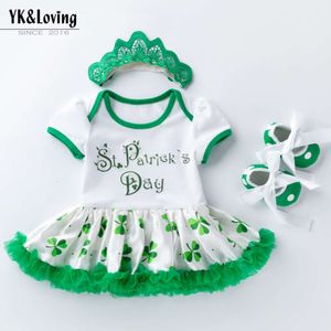 Baby's Childre's Wear's Wear San Patrick's Baby's Short Short Short Stamping Romper Party Abito da salto Fashi