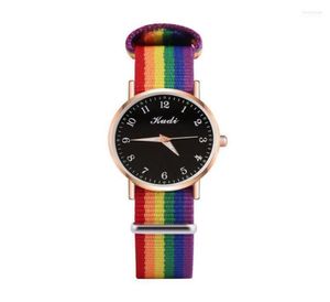 Wristwatches Luxury Women Quartz Watches Ladies Rainbow Color Fabric Belt Wristwatch For Stylish Waterproof Bracelet Watch Reloj M6714780
