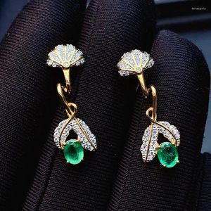 Dangle Earrings Natural Emerald Gemstone Earring Real 925 Sterling Silver For Women Gift Jewelry Sales With Clearance Sale