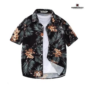 Camisas impressas de manga curta masculas roupas de estilo havaiano de tampas superdimensionadas