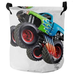 Laundry Bags Truck Car Cartoon Foldable Basket Large Capacity Hamper Clothes Storage Organizer Kid Toy Sundries Bag