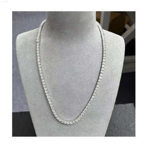 Luxo VVS Moissanite Diamond Tennis Chain 4mm 18 polegadas Colar de jóias prateadas de prata Cadeia de joias