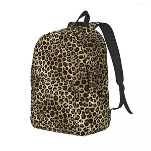 Backpack Leopard Spots Print Black And Gold Hiking Backpacks Student Custom Pattern School Bags Cool Rucksack