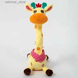 Gefüllte Plüschtiere elektrische Plüschspielzeug rockten Alpaka Giraffe Gänse Doll singen tanzen tanzen spreche lustige Kindergeburtstagsgeschenk L47