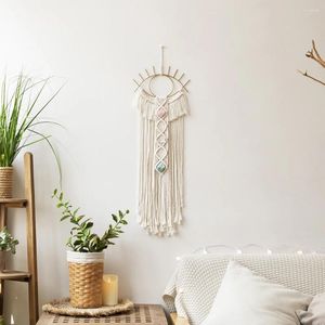 Tapisserier Macrame Wall Hanging With Crystal Stone Evil Eye Dream Catchers Boho For Bedroom Home Decoration Bohemian Ornament Gift