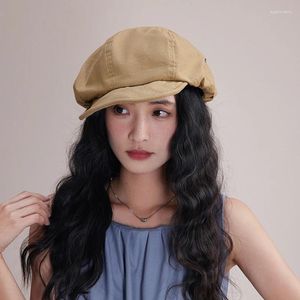 Beralar İlkbahar ve Yaz İnce Sboy Kadın Vantage Sold Color Çok yönlü ressam kapağı Japon şovu yüzü küçük bulut şapkaları