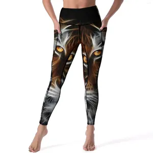 Aktywne spodnie Cool Tiger Print Joga Lady Streszczenie sztuki zwierząt legginsy wysokie talia seksowne nogi elastyczne wzór gimnasty