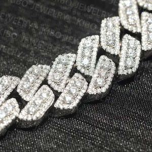 Hip Hop -smycken Moissanite kubansk halsband is ut 925 Sterling Silver 15mm Clustered Link Chain