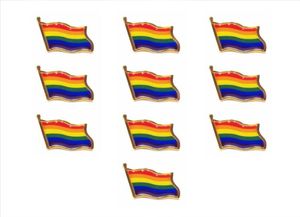 10pcslot Rainbow Flag Lapel Pin Colors Gay Pride Hat Tie Tack Badge Pins Mini Brooches for Clothes Bags Decoration9879955