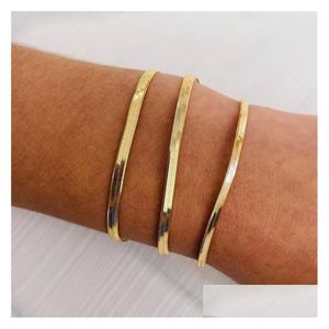 Cadeia emanco designer feminino tendência clássica pulseira de cobra largura de cor de ouro 3/4/5mm aço inoxidável para entrega de jóias Pulseiras de entrega de jóias dhkv0