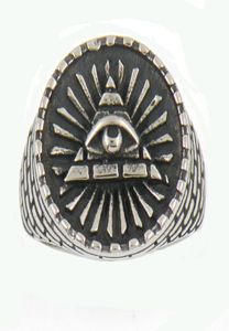 FANSSTEEL stainless steel mens or wemens jewelry masonary egyptian bricks triangle all seeing eye masonic ring 13W526273410