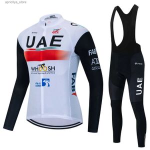 Cykeltröja sätter män Uae Breatab Cycling Jersey Set Spring Autumn Long Seve Cycling Clothing Mountain Bike Bib Pants Ropa Ciclismo Maillot L48